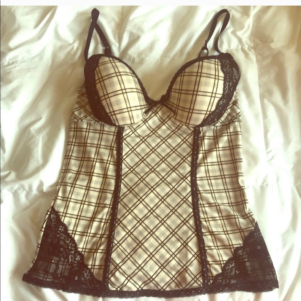 Sophie b. Intimate Camisole Plaid W/ Lace Accent M